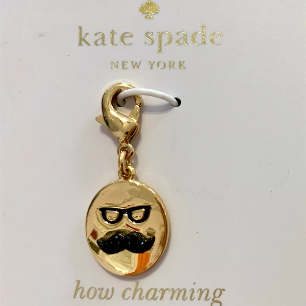 NWT KATE SPADE Disguise Mustache Gold Charm